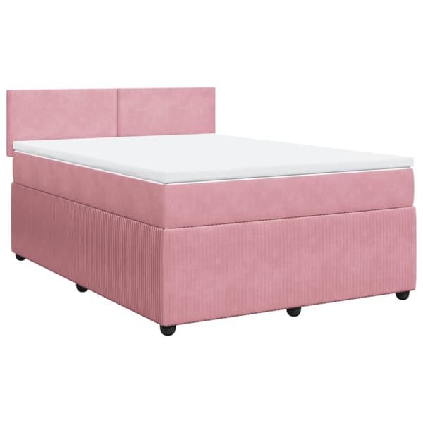 Ramsäng med madrass rosa 160x200 cm sammet