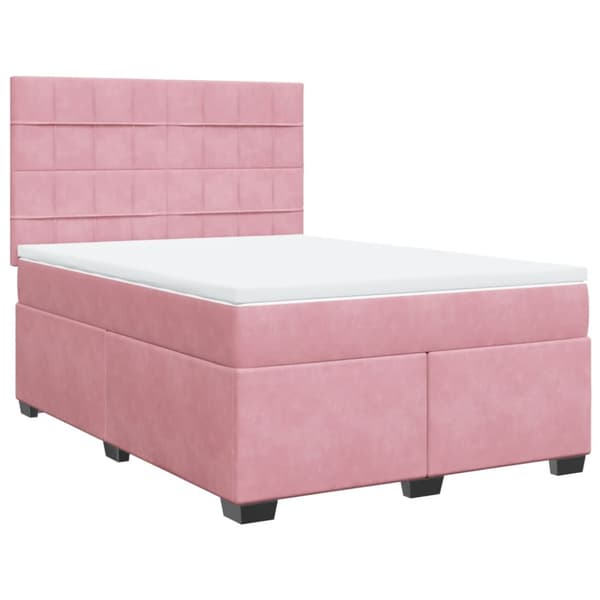 Ramsäng med madrass rosa 160x200 cm sammet