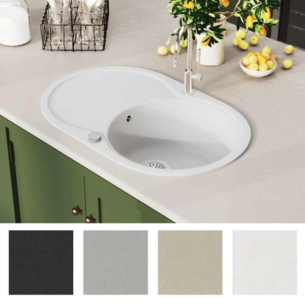 Diskho granit enkel oval vit