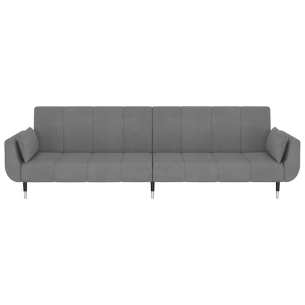 Bäddsoffa 2-sits med två kuddar ljusgrå sammet