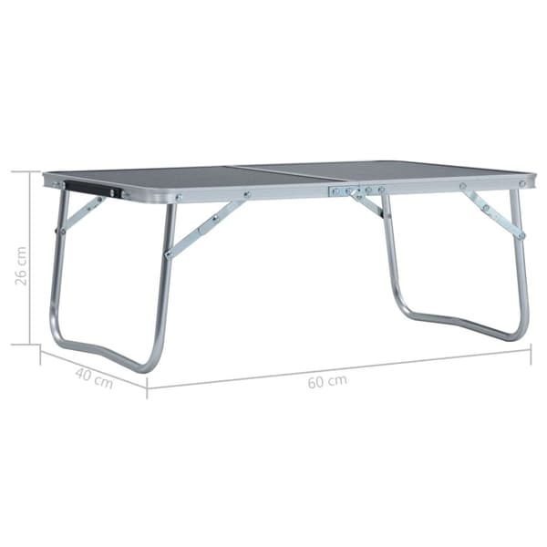 Hopfällbart campingbord grå aluminium 60x40 cm