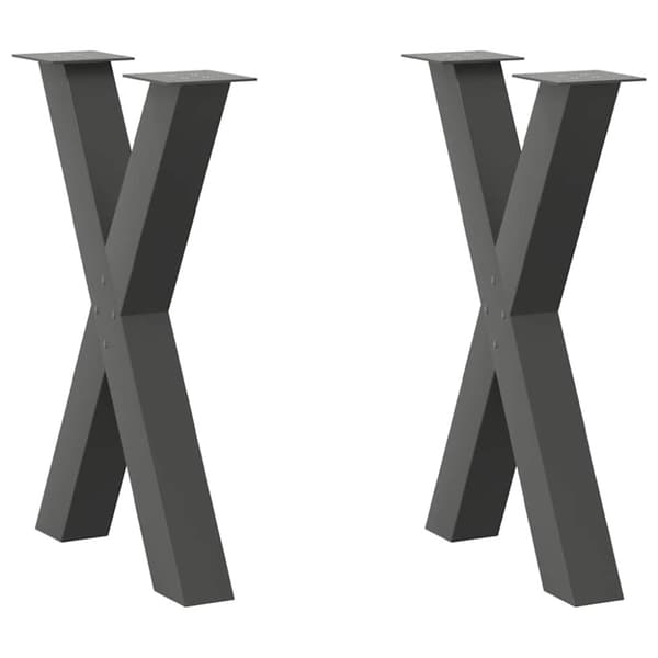Matbordsben X-formade 2 st antracit 50x(72-73) cm stål