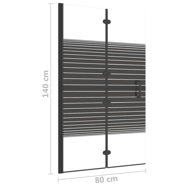 Duschvägg fällbar ESG 80x140 cm svart