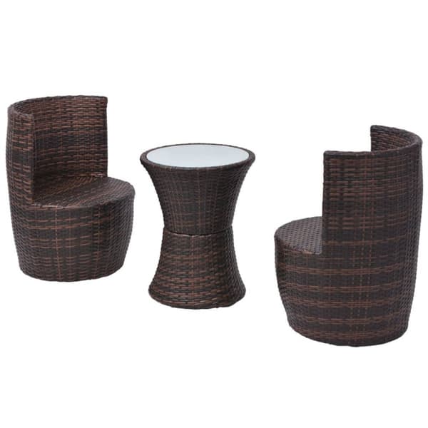 Caféset med dynor 3 delar konstrotting brun