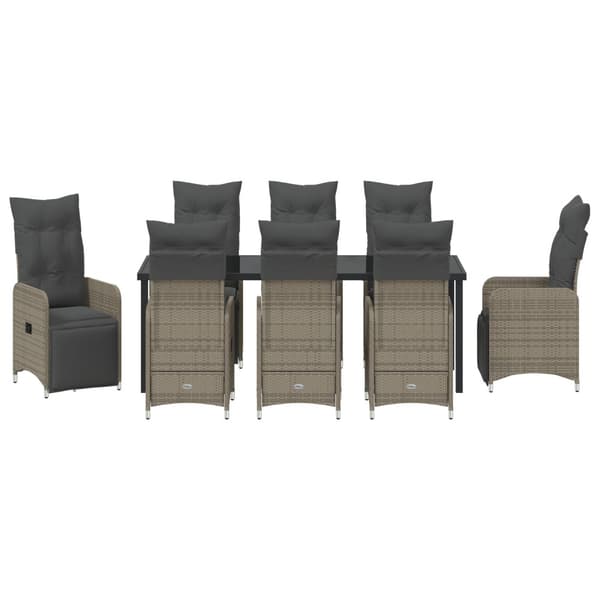 Trädgårdsmöbelset 9 pcs Beige konstrotting
