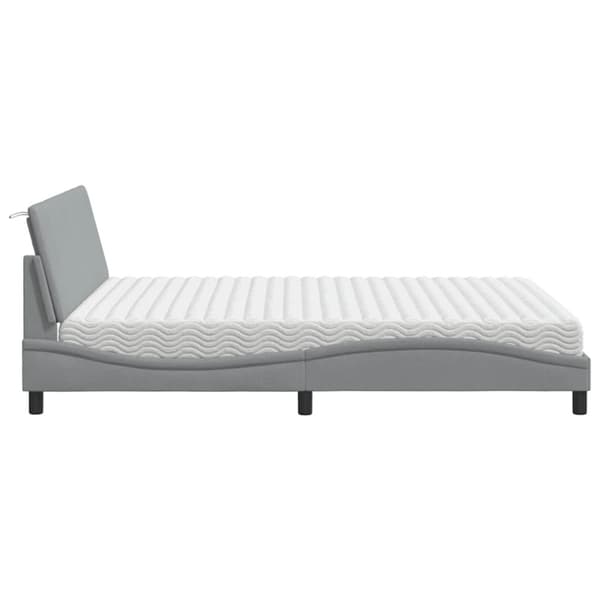 Bed with Mattress "Hanko" Light Grey 160x200 cm Fabric