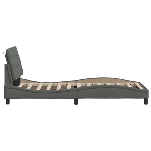 Bed Frame with LED without Mattress Dark Grey 90x200 cm Fabric