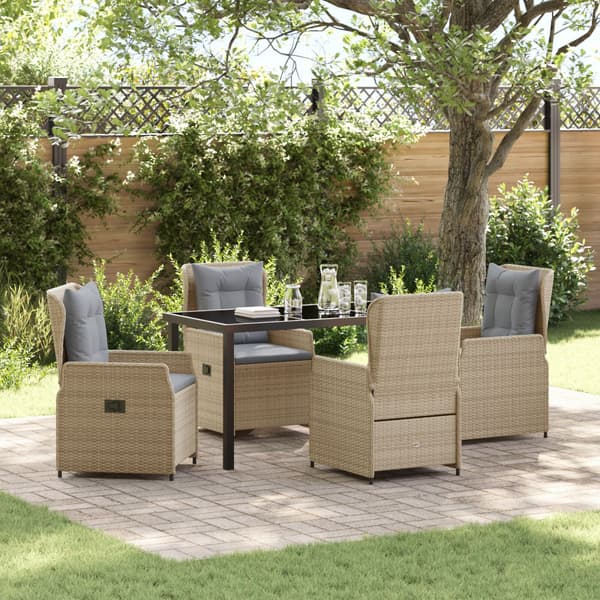 Trädgårdsmöbelset 5 pcs Beige och Ljusgrå konstrotting