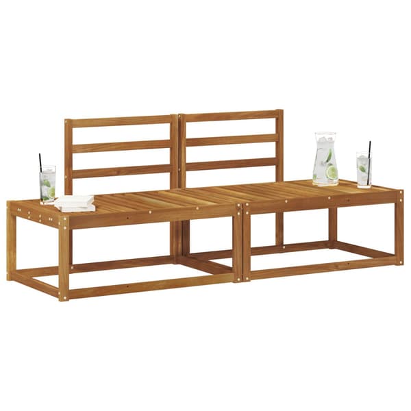 Modulsoffa utomhus 2 Stycke Naturfärg 182,5 x 63 x 73 cm