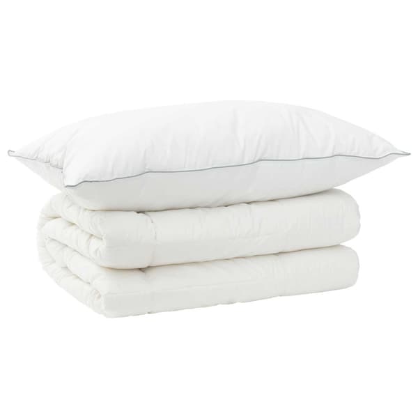 Täcke och kudde set 2 st 152x203 cm Vinter 450 GSM Ull Vit