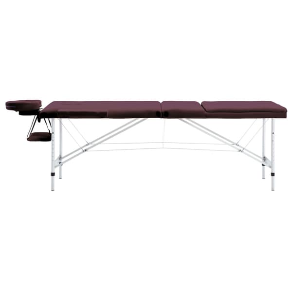 Hopfällbar massagebänk 3 sektioner aluminium mörklila