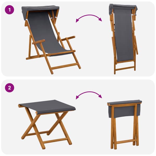 Deck Chair 4 st 3 Position Massiv Eukalyptus Trä Grå