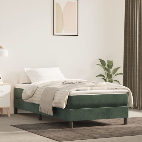 Boxspring-sängram mörkgrön 80x200 cm sammet