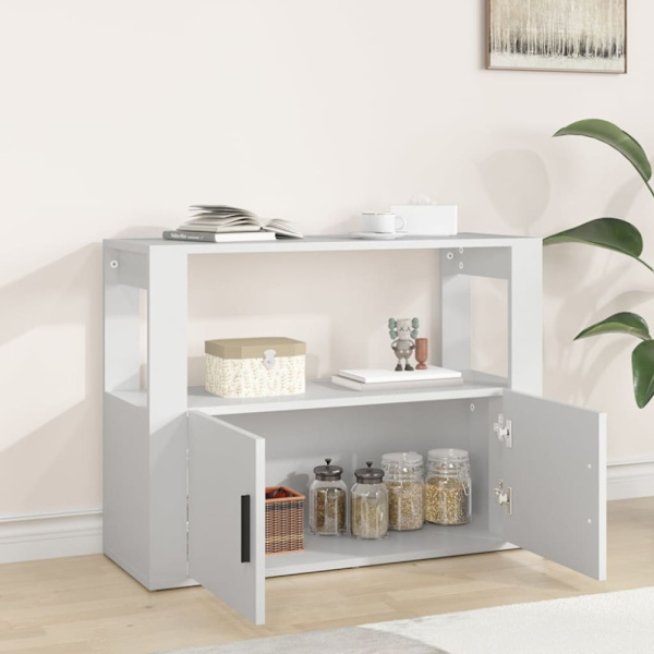 Skåp vit 80x30x60 cm konstruerat trä