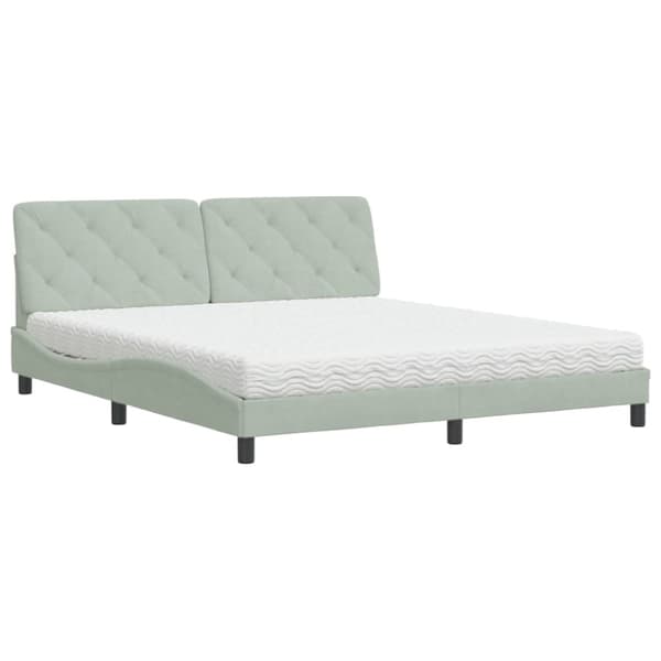 Bed with Mattress Light Grey 180x200 cm Velvet