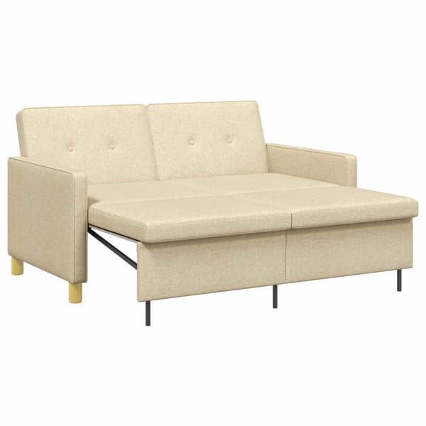 Pull Out Sofa Bed Gräddvit Tyg