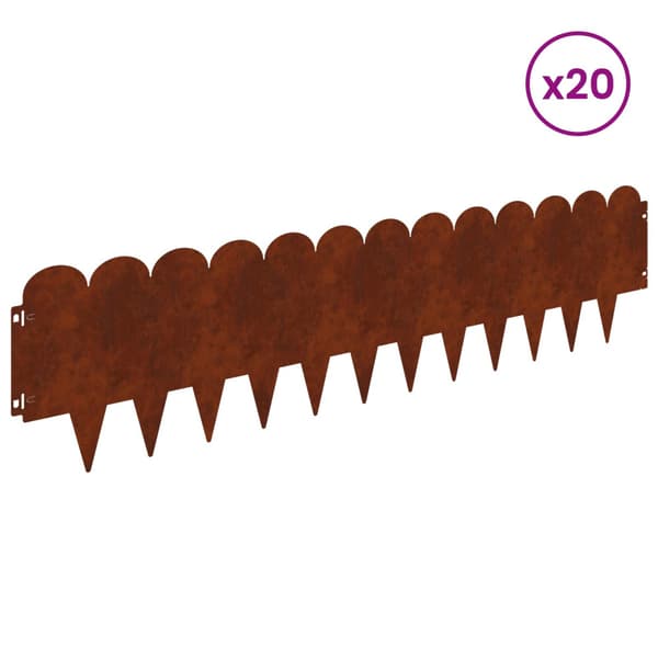 Kant för gräsmatta 20 pcs 103 x 25 cm Stål Rostig