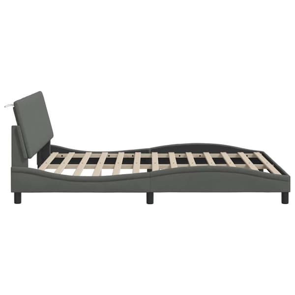 Bed Frame without Mattress "Hanko" Dark Grey 160x200cm Fabric