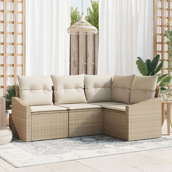 Trädgårdsoffset 4 st Beige och vit konstrotting