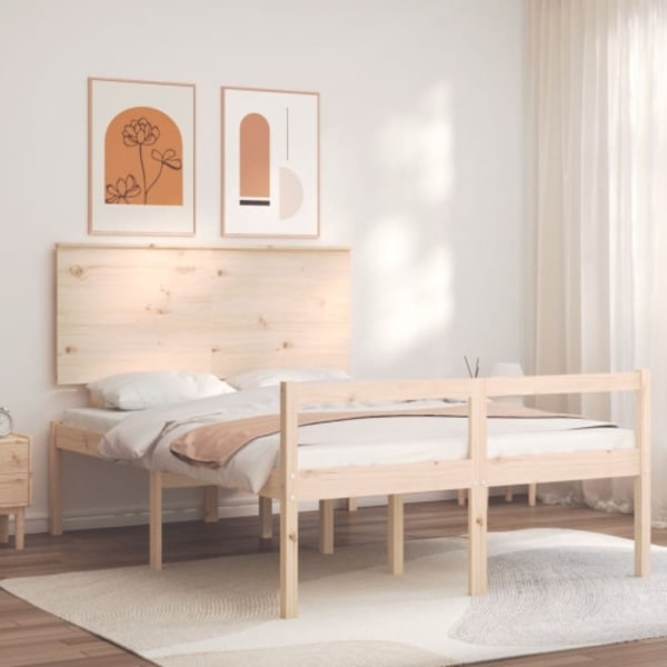 Sängram med sänggavel 140x190 cm massivt trä