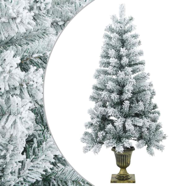 Mini julgran flockad 120 cm PVC Grön och Vit