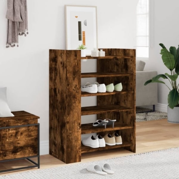 Skoställ rökfärgad ek 74,5x37,5x100 cm konstruerat trä