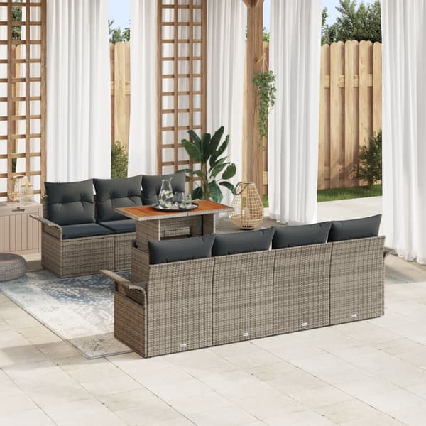 Trädgårdsoffset med lagring 8 pcs Grå Poly rattan