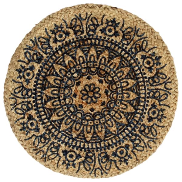 Bordstabletter 4 st mörkblå 38 cm rund jute