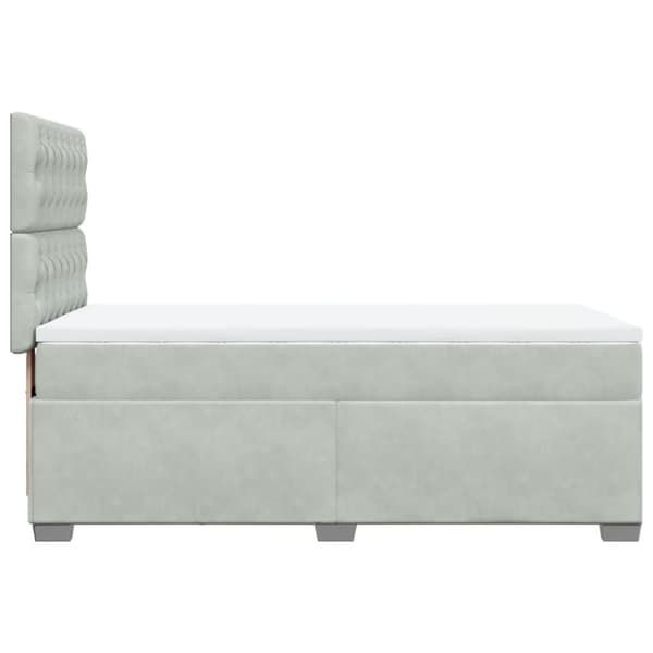 Ramsäng med madrass ljusgrå 80x200 cm sammet