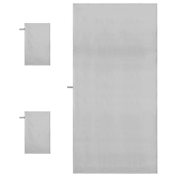 Sporthandduk Set 3 pcs Grå Polyester och polyamid