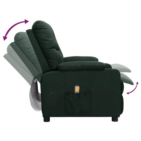 Massagefåtölj mörkgrön tyg
