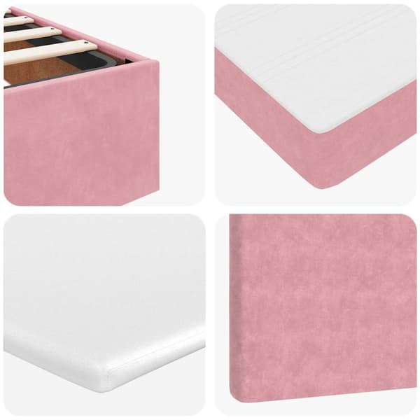 Ottoman sängram med madrasser rosa 200x200 cm sammet