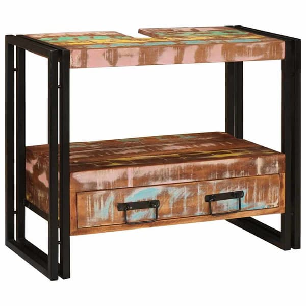 Sminkskåp Flerfärgsdesign 71 x 33 x 58 cm Solid återvunnen trä