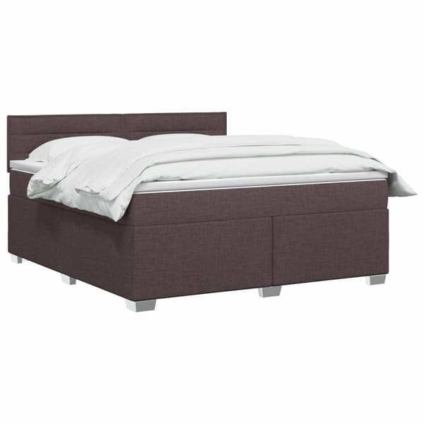 Boxspring säng med madrass och LED Mörkbrun 140 x 200 cm Tyg
