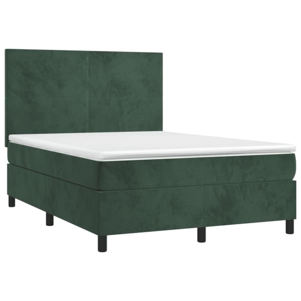 Ramsäng med madrass mörkgrön 140x190 cm sammet