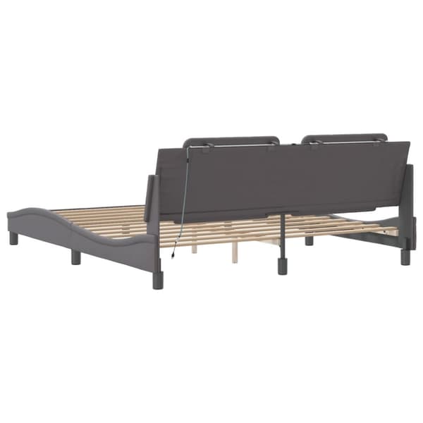 Bed Frame with LED without Mattress "Zadar" Grey 180x200 cm