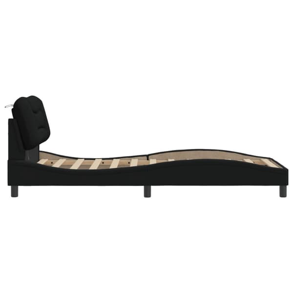 Bed Frame with LED without Mattress "Hvar" Black 90x190 cm Fabric