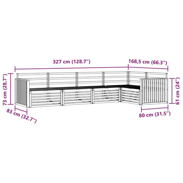 Utomhussoffset 5 pcs Naturfärg