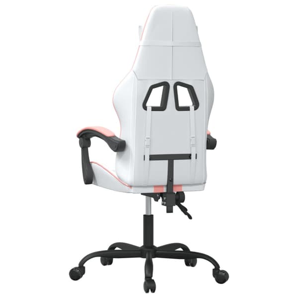 Gamingstol vit och rosa konstläder