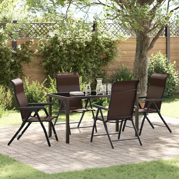 Trädgårdsmöbelset 5 pcs Brun Pulverlackerat stål