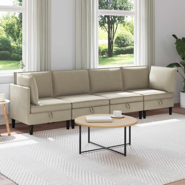 Möbelset för vardagsrummet 4 pcs Sand Tyg