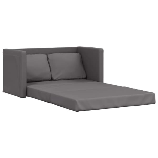 Golvbäddsoffa 2-i-1 grå 112x174x55 cm konstläder
