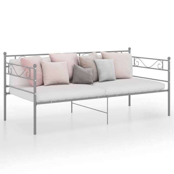 Sängram bäddsoffa grå metall 90x200 cm