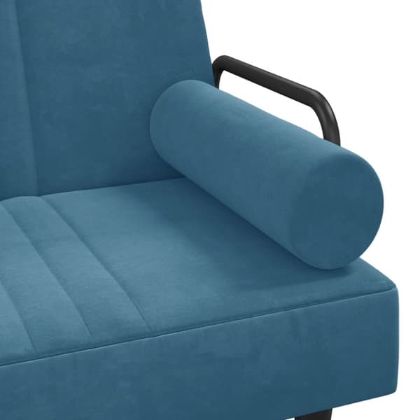 Bäddsoffa med armstöd blå sammet