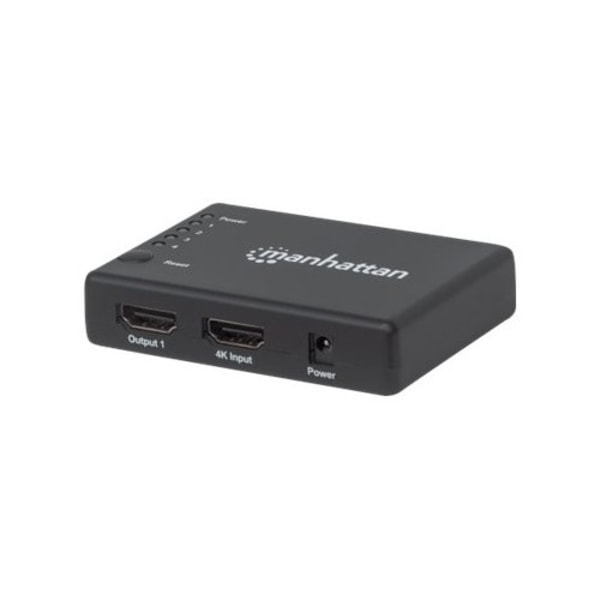 Manhattan HDMI Splitter 4-Port (Compact), 4K@30Hz, Displays output from x1 HDMI source to x4 HD displays (same output to four displays), AC Powered (c