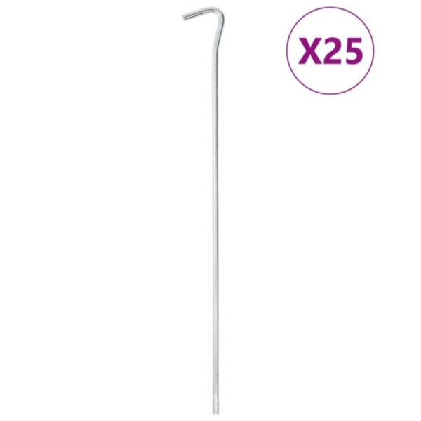 Tältpinnar 25 st 30 cm Ø7 mm galvaniserat stål