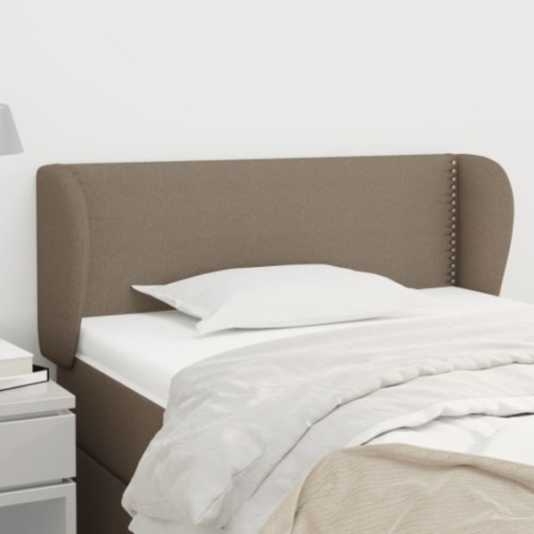 Sänggavel med kanter taupe 103x23x78/88 cm tyg