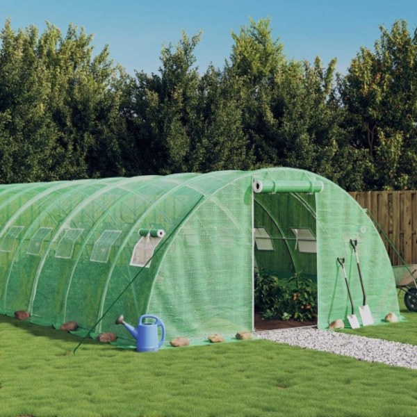 Växthus med stålram grön 96 m² 24x4x2 m