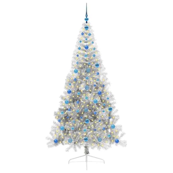 Konstgjord Förbelyst Julgran Silver 210 cm PET