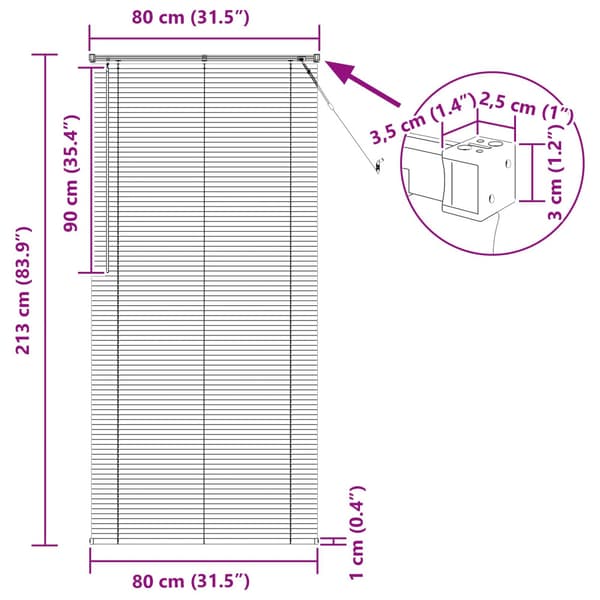 Persienn Svart 213 x 80 cm PVC